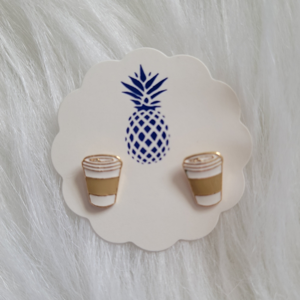 Enamel Coffee Cup Stud Earrings